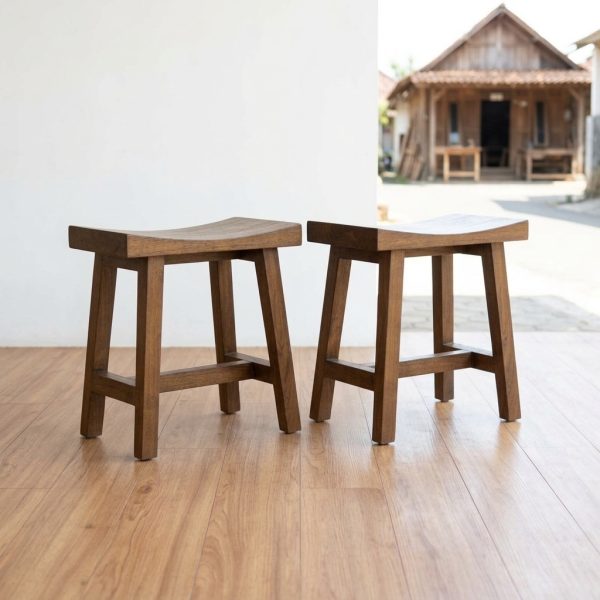 stool kotak kayu jati minimalis modern - kursi duduk untuk cafe, villa dan resto terbaru
