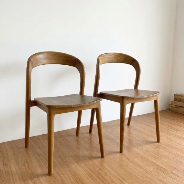 Kursi makan kayu jati minimalis modern - dining chair estetik resto dan cafe