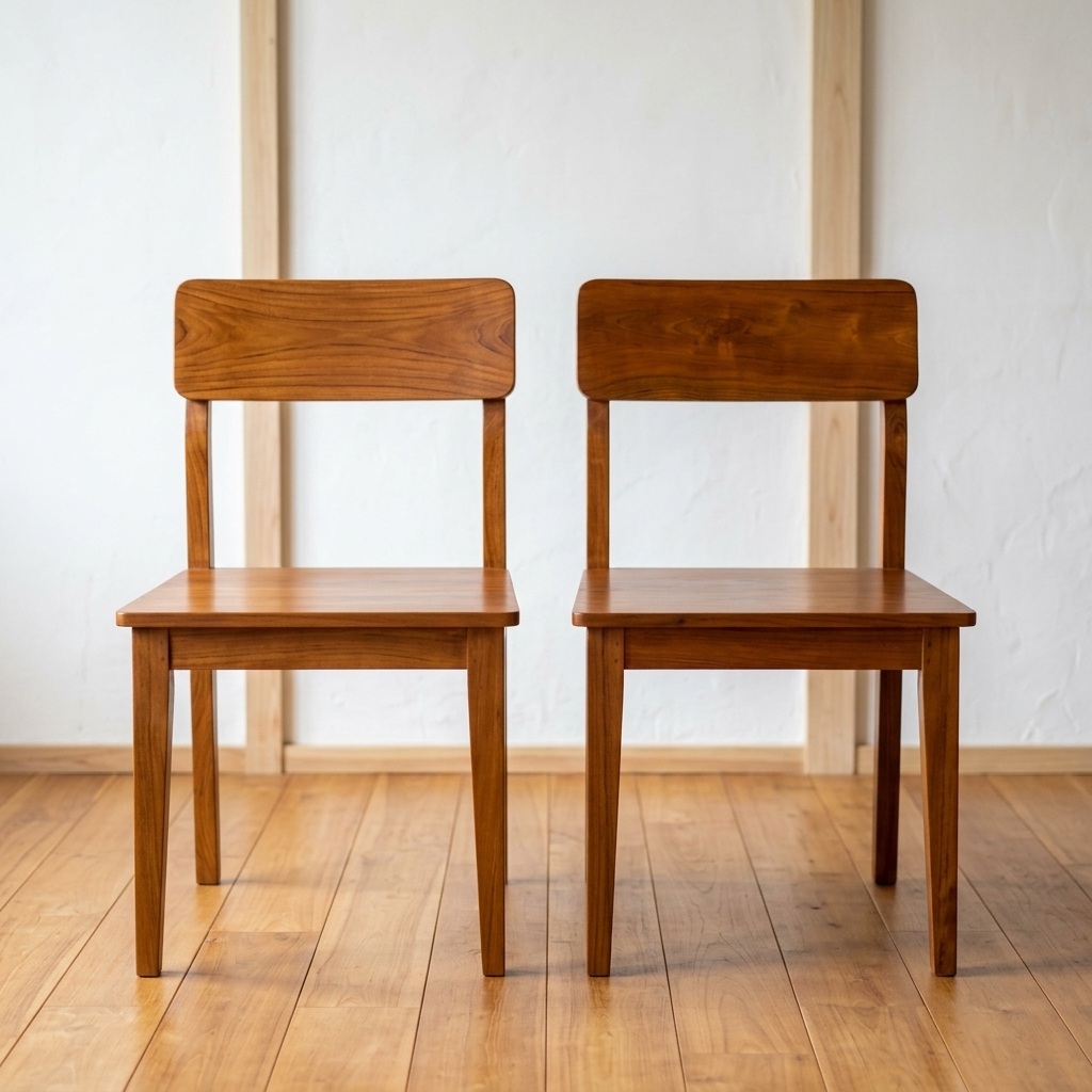 Kursi Cafe Kayu Jati Retro Minimalis Solid Kekinian - Gambar 2