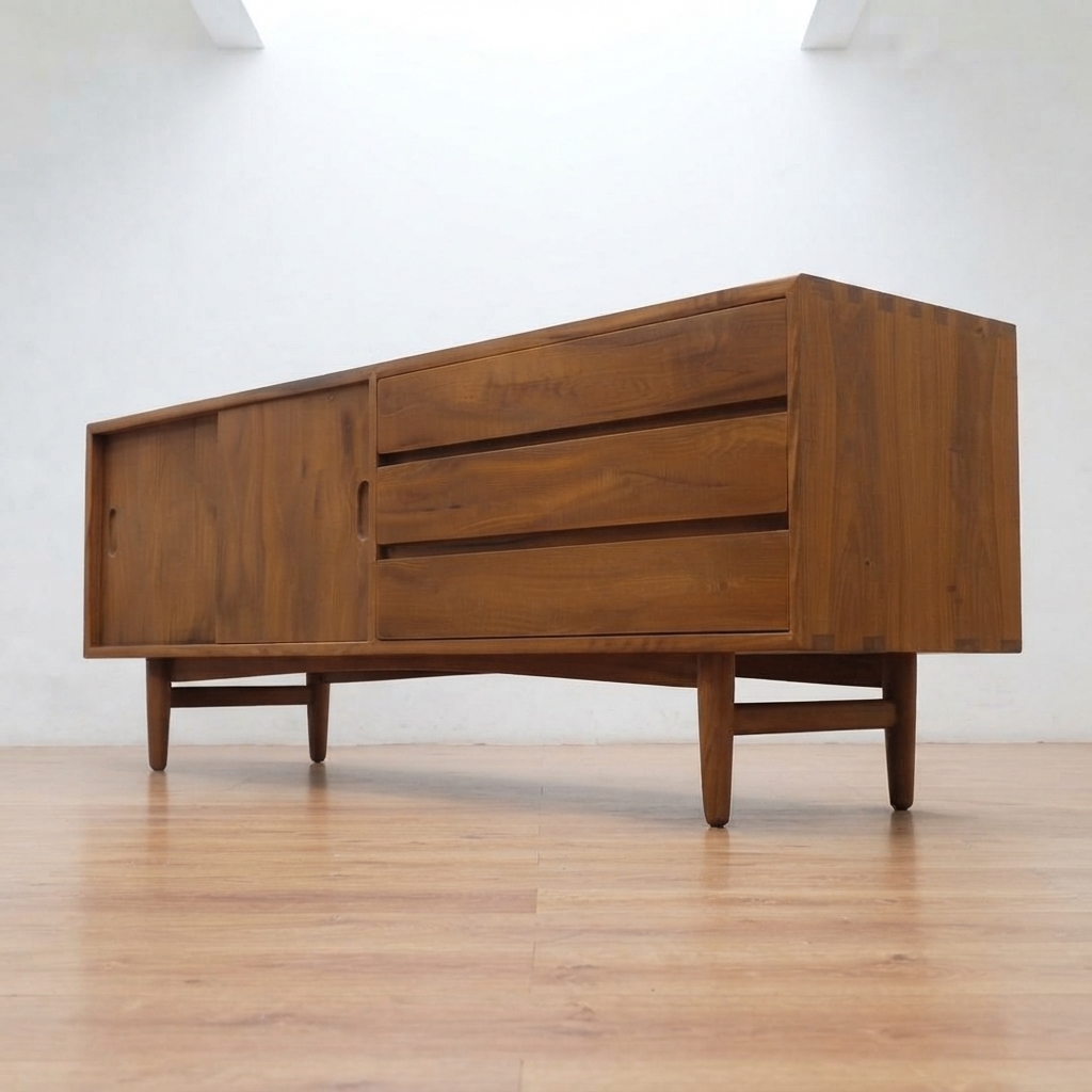 Bufet Credenza Meja TV Retro Scandinavian Minimalis 150cm Jati Jepara - Gambar 3