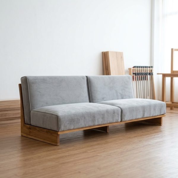 Sofa Ruang Tamu Minimalis dengan Desain Kayu Natural dan Nyaman Untuk Keluarga