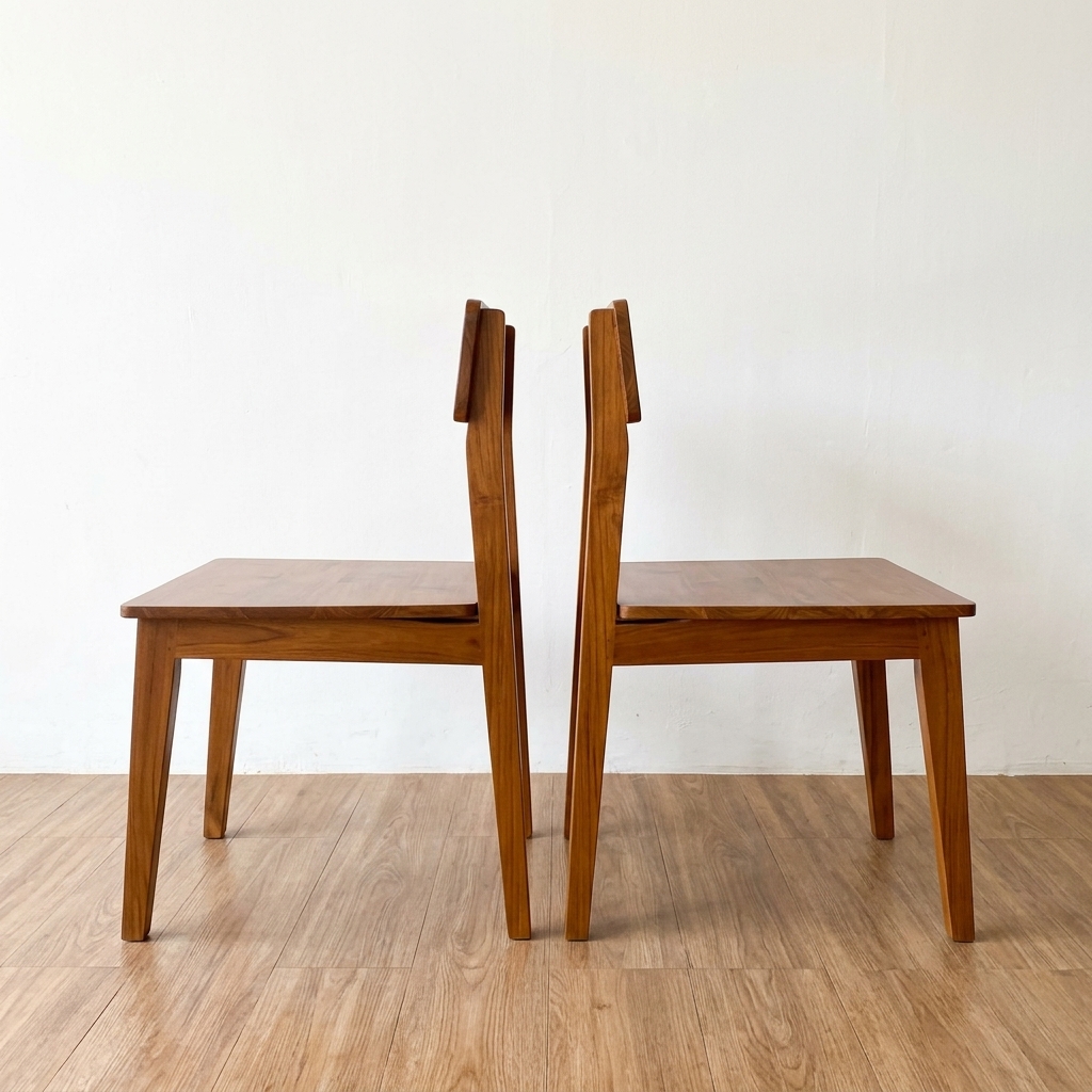Kursi Cafe Kayu Jati Retro Minimalis Solid Kekinian - Gambar 3