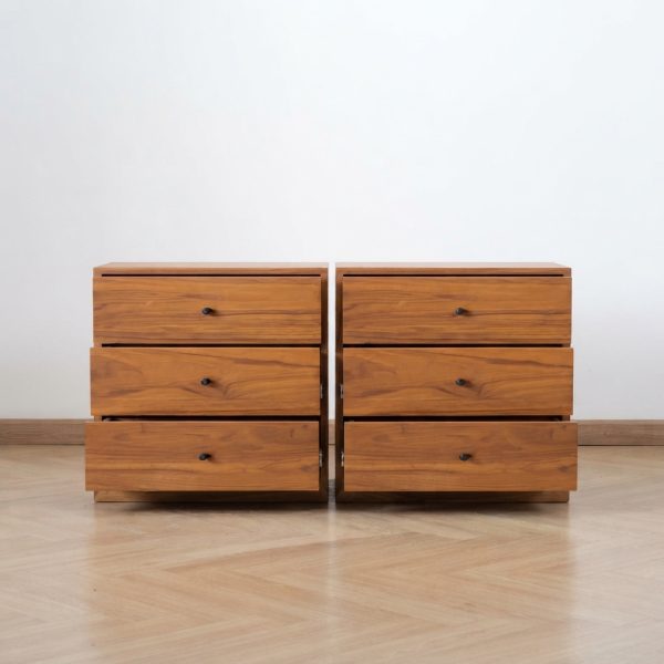 Bufet Laci Minimalis Kayu Jati Solid 3 Susun Modern Scandinavian Asli, Kuat dan Tahan Lama