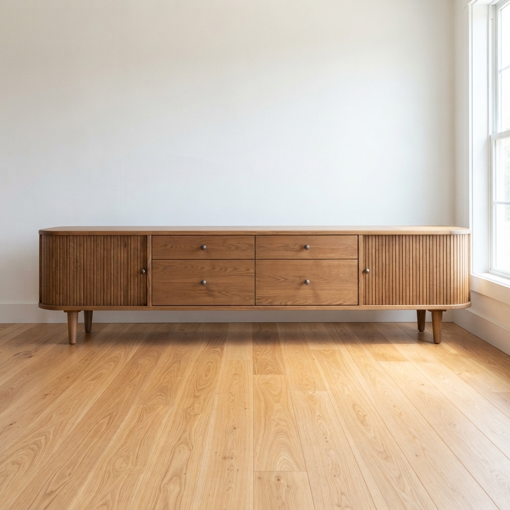 Kabinet Laci Kombinasi Pintu Slatted Finishing Natural Kayu Jati Jepara