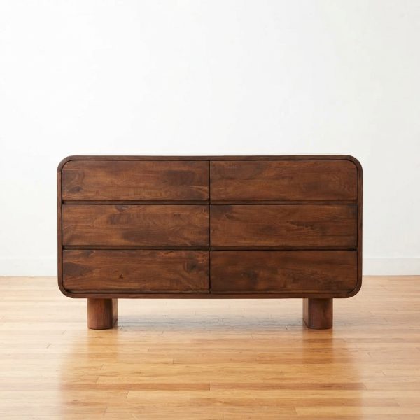 Drawer Minimalis Jati Solid 6 Pintu Laci / Bufet Pendek Estetik Untuk Ruang Tamu