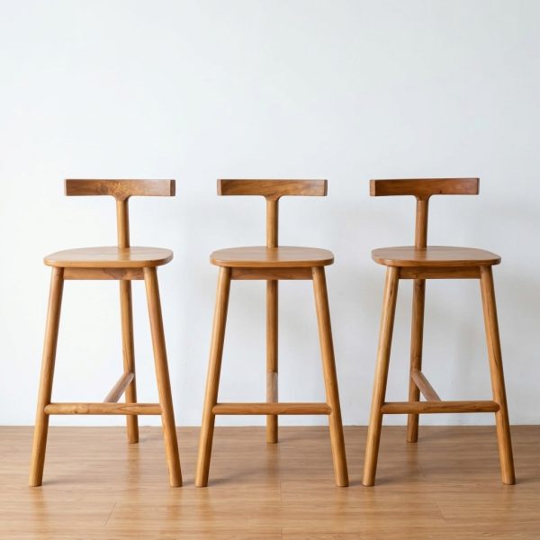 Kursi Bar Kayu Jati Minimalis Modern - Stool Bar Cafe Sandaran Tinggi Kayu Jati Perhutani